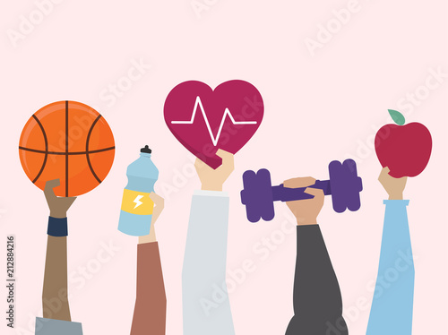 Illustration of exercise and healthy lifestyle concept