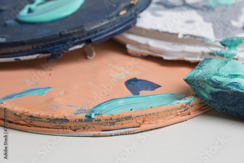 multi color old paint can lids © kmlPhoto