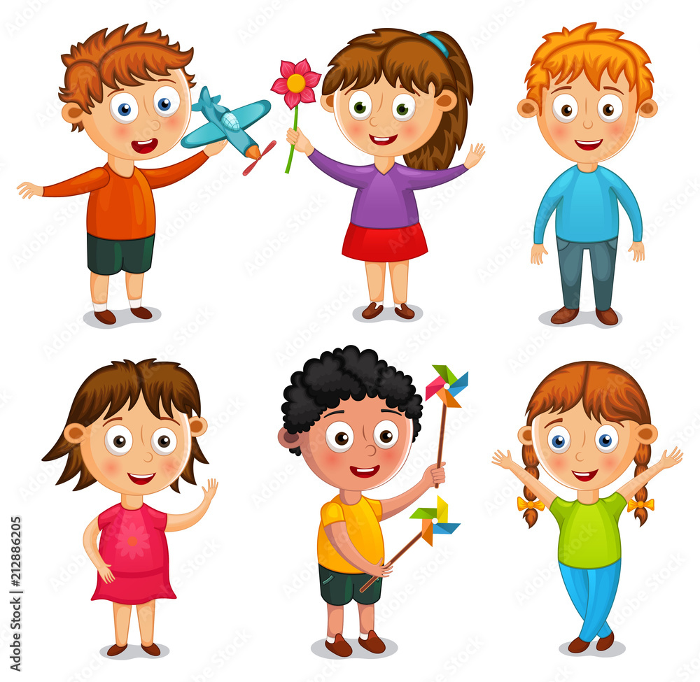 Group of happy kids cartoon vector illustration Group of happy kids cartoon vector illustration