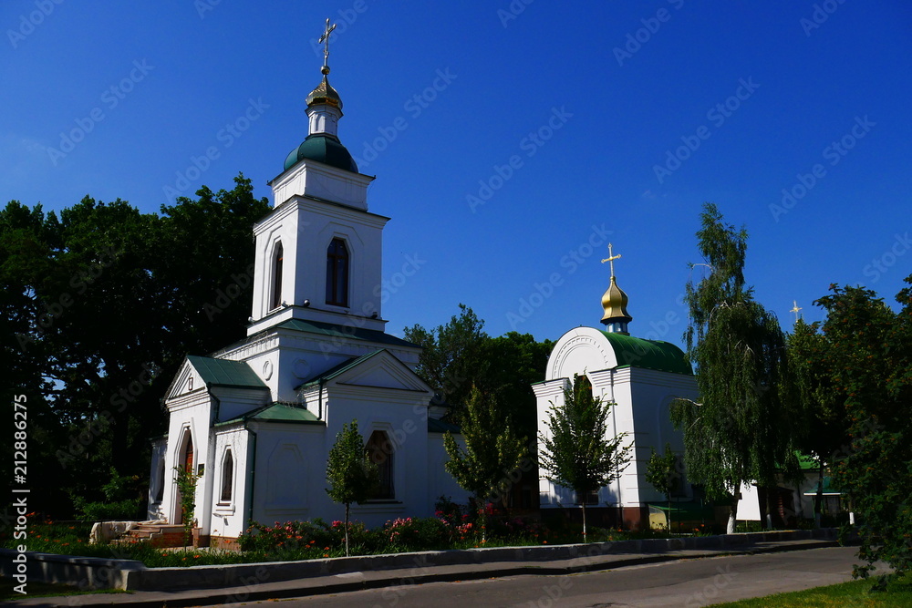 Picture of the christian church with golden dome and Cross on the top close up. Picture of the christian church with golden dome and Cross on the top close up.
