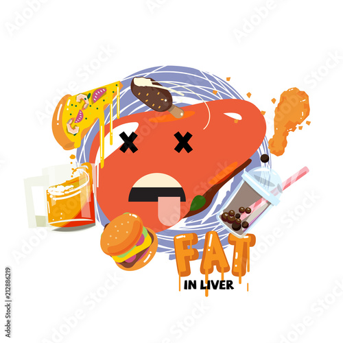 Fat in liver concept - vector illustration