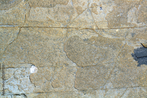 Yellow sand stone surface texture with cracks. Sea limestone.