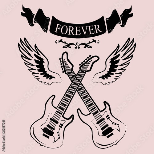 Two Crossed Guitars Icon Vector Illustration