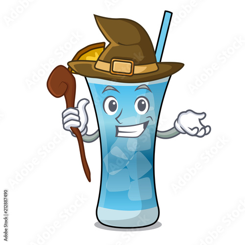 Witch blue hawaii mascot cartoon