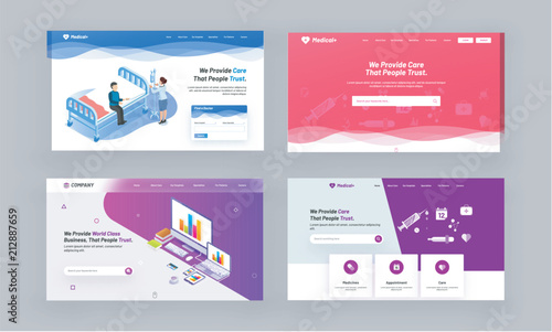 Website Hero Image or Landing Pages Set.