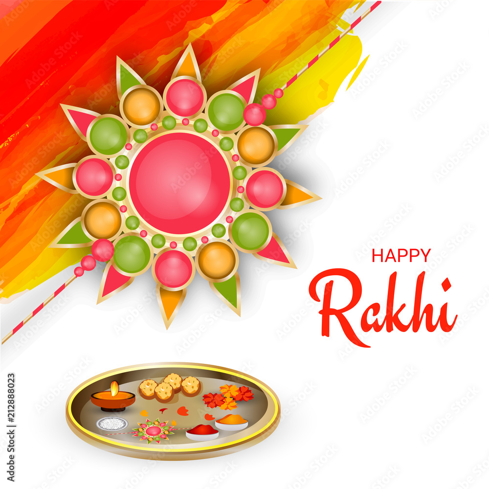 Raksha Bandhan celebration background with beautiful rakhi (wristband) made  by colorful stones. Stock Vector | Adobe Stock