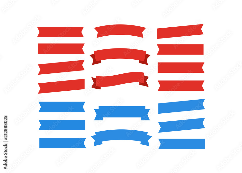 Cartoon ribbon set vector illustration. Banner ribbon vector set