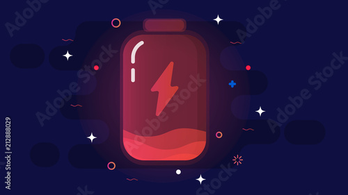 The image of the transparent discharging batteries with liquid internally in the form of waves.