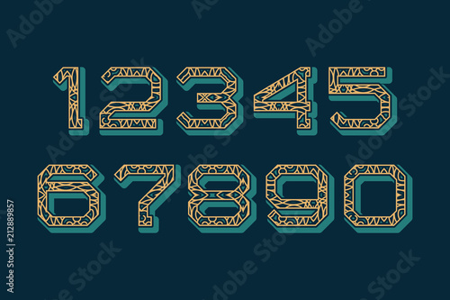 Patterned vector numbers in mexican retro style.