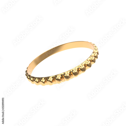 3d illustration of golden ring on the white background isolated 3d render