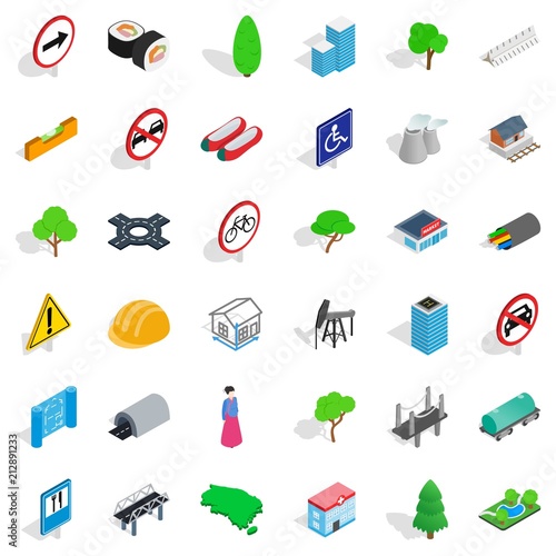 Factory icons set. Isometric style of 36 factory vector icons for web isolated on white background © ylivdesign