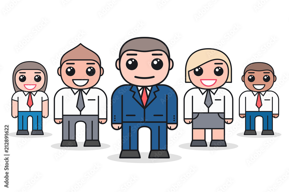 Group of business men and women. Business team and teamwork concept. Cartoon character design Group of business men and women. Business team and teamwork concept. Cartoon character design