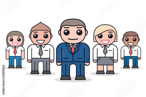 Group of business men and women. Business team and teamwork concept. Cartoon character design