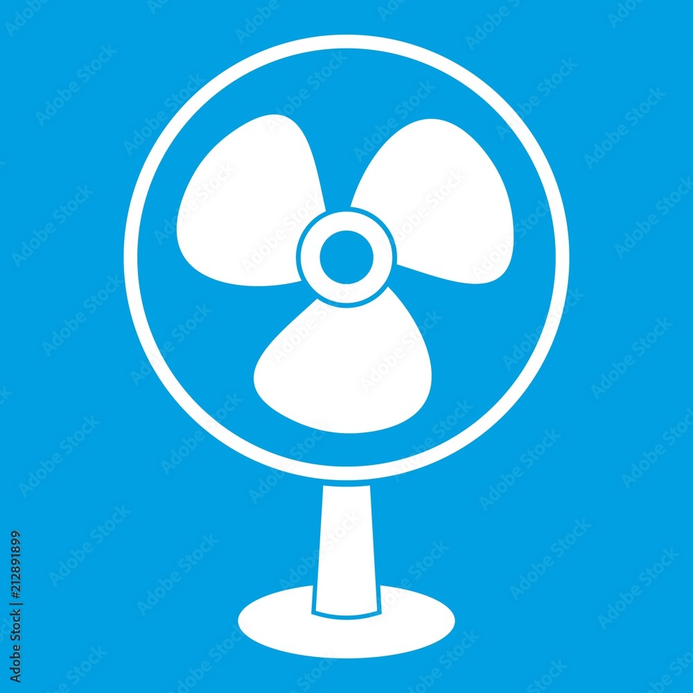 Ventilator icon white isolated on blue background vector illustration Ventilator icon white isolated on blue background vector illustration