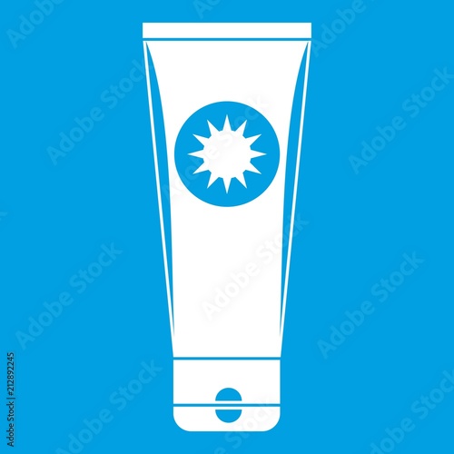 Sunscreen icon white isolated on blue background vector illustration