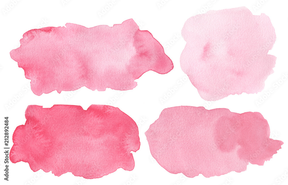 Watercolor splashes in pink. Hand painted splatters, blobs. Grunge backgrounds. Watercolor splashes in pink. Hand painted splatters, blobs. Grunge backgrounds.