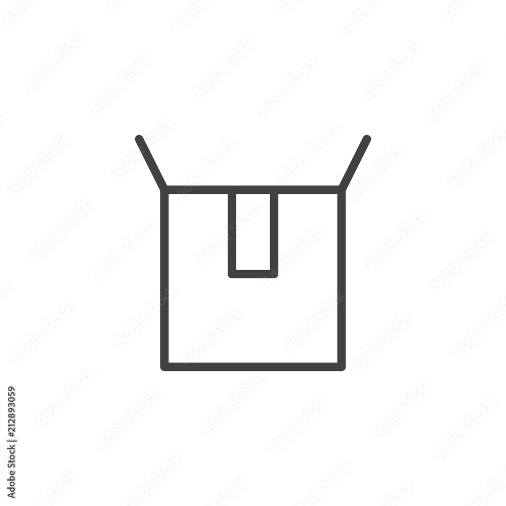Open cardboard box outline icon. linear style sign for mobile concept and web design. Package delivery simple line vector icon. Parcel symbol, logo illustration. Pixel perfect vector graphics Open cardboard box outline icon. linear style sign for mobile concept and web design. Package delivery simple line vector icon. Parcel symbol, logo illustration. Pixel perfect vector graphics