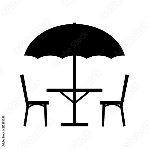 Table Parasol  And Chairs Icon.Vector Illustration
