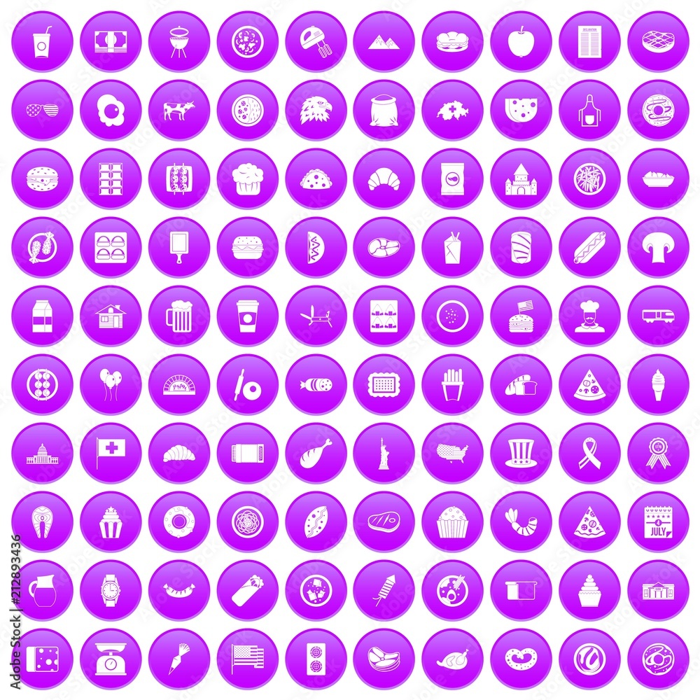 100 sandwich icons set in purple circle isolated vector illustration 100 sandwich icons set in purple circle isolated vector illustration