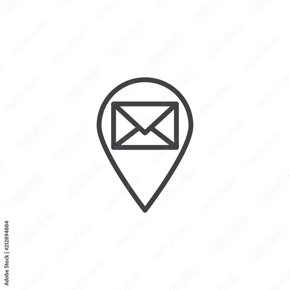 Post Office Symbol On Map Post Office Map Pin Outline Icon. Linear Style Sign For Mobile Concept And  Web Design. Map Pointer With Envelope Simple Line Vector Icon. Symbol, Logo  Illustration. Pixel Perfect Vector Graphics Stock Vector |