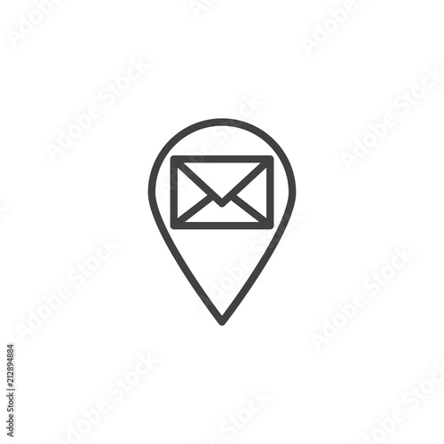 Free Download Post office map pin outline icon. linear style sign for mobile concept and web design. Map pointer with envelope simple line vector icon. Symbol, logo illustration. Pixel perfect vector graphics - GFXLoad