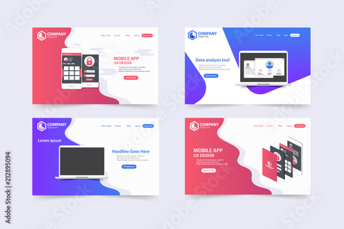 New Trendy Website Landing Pages vector theme template design