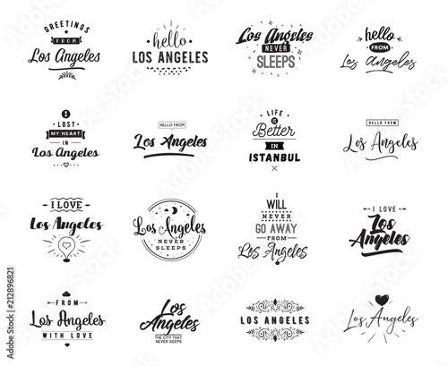 Greeting cards, vector design. Isolated logos. Typography set.