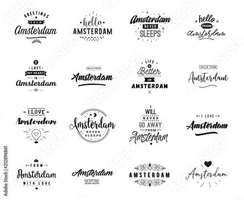 Greeting cards, vector design. Isolated logos. Typography set.