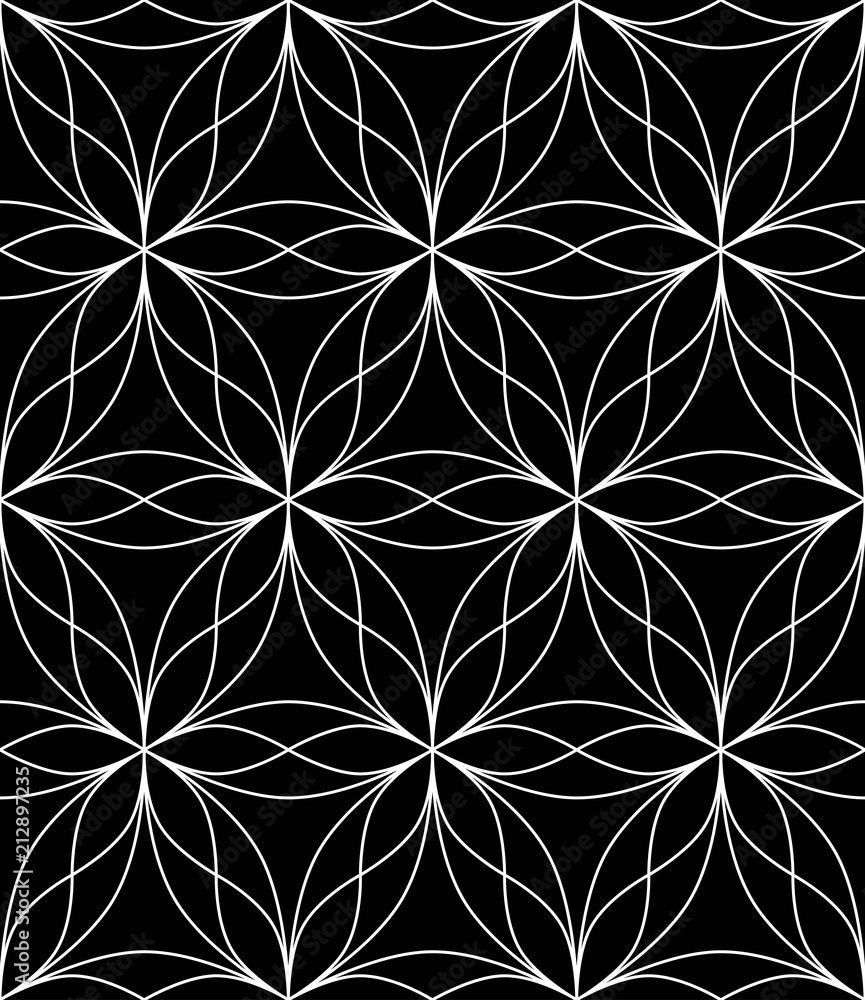 Fototapeta premium Vector seamless texture. Modern geometric background. Mesh with a floral ornament.