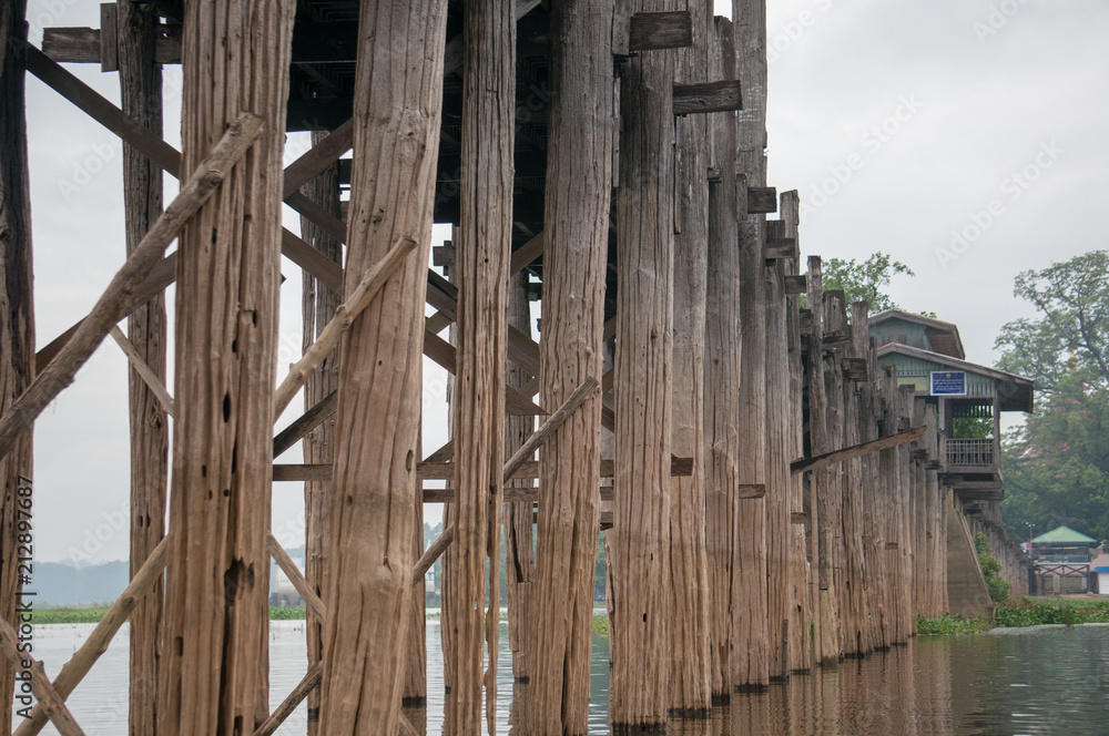 Wooden structure of U Bein Bridge over the Taungthaman Lake Wooden structure of U Bein Bridge over the Taungthaman Lake