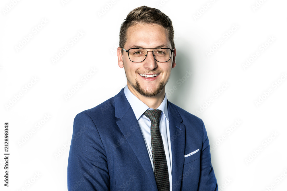 Handsome car salesman on white background Handsome car salesman on white background