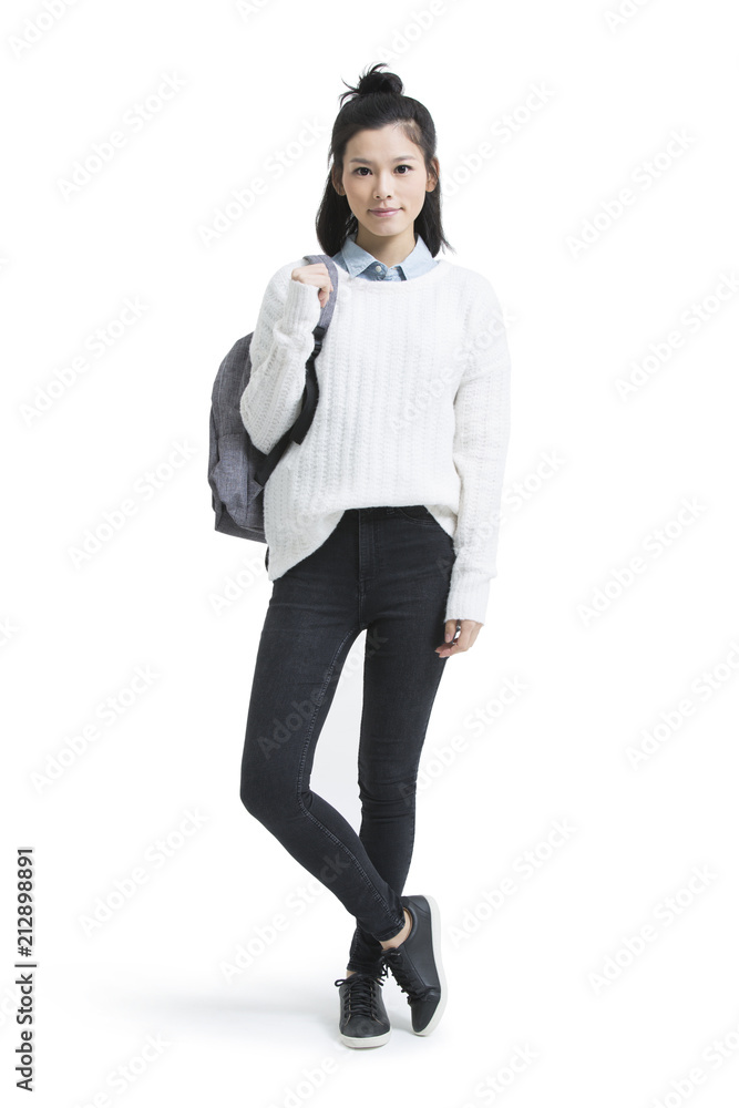 Portrait of cheerful female college student Portrait of cheerful female college student