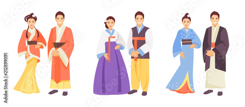Asian costumes vector