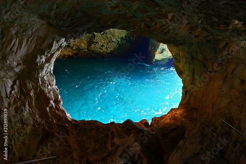 Grottoes in Rosh Hanikra on the Mediterranean coast photo