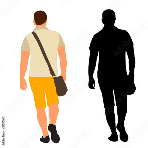 isolated, silhouette man walking