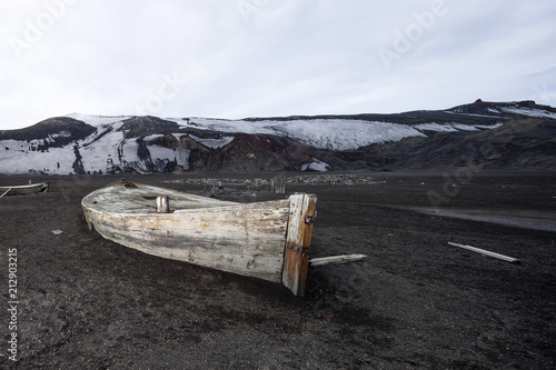 Antarctic, old wooden rowing boat