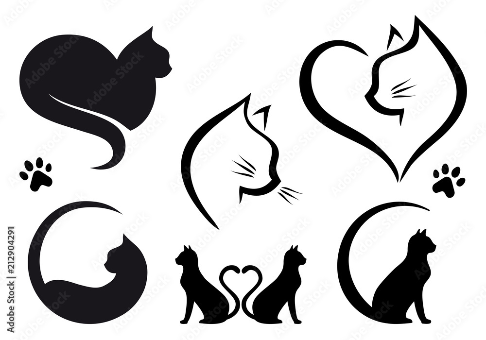 Fototapeta Projektowanie logo Cat, wektor zestaw