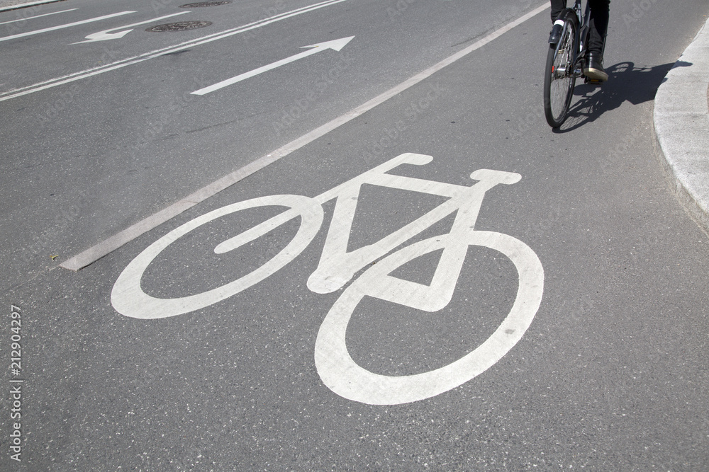 Obraz premium Bike Lane and Cyclist; Copenhagen