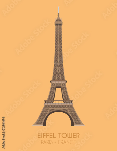 Modern design poster with colorful background of Eiffel Tower (Paris, France). Vector illustration