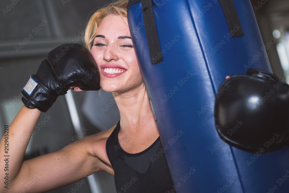 Beautiful girl smiling and acting after training