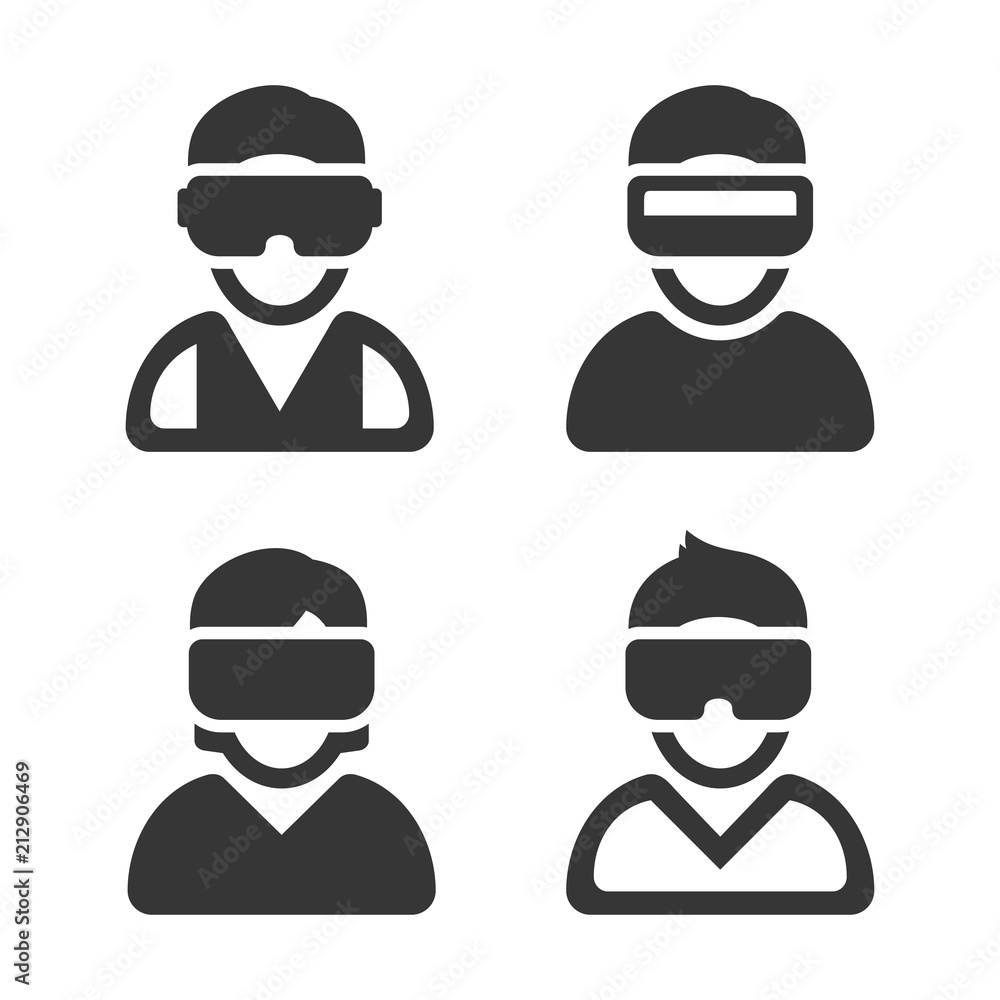 VR Headset Icons Set on White Background. Vector VR Headset Icons Set on White Background. Vector