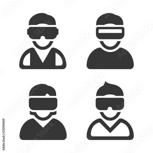 VR Headset Icons Set on White Background. Vector