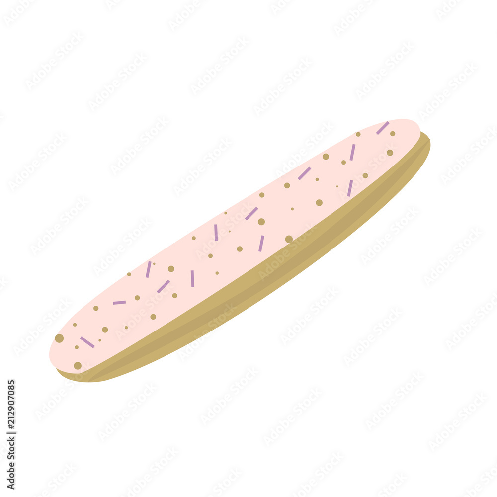 Pink yummy eclair dessert isolated on white background vector illustration Pink yummy eclair dessert isolated on white background vector illustration
