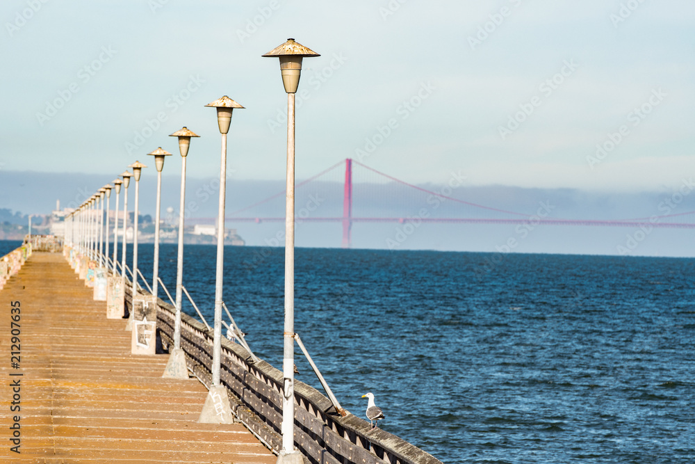 Obraz premium View of the San Francisco Bay from Berkeley Ca. pier