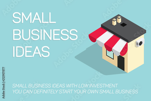 flat concept small business illustration on blue background