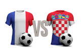 Croatia versus France soccer match. 3D Rendering