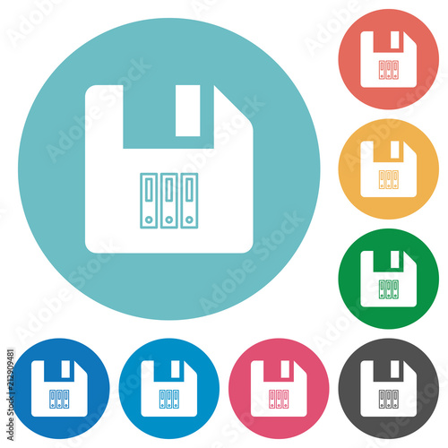 Archive file flat round icons