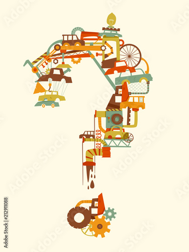 Question Mark Junkyard Illustration