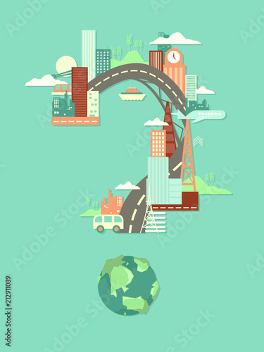 Question Mark Urbanization Illustration