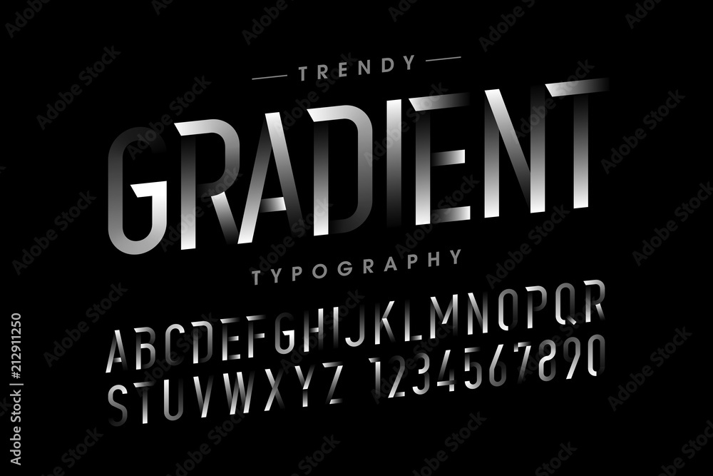 Modern Gradient font, alphabet and numbers